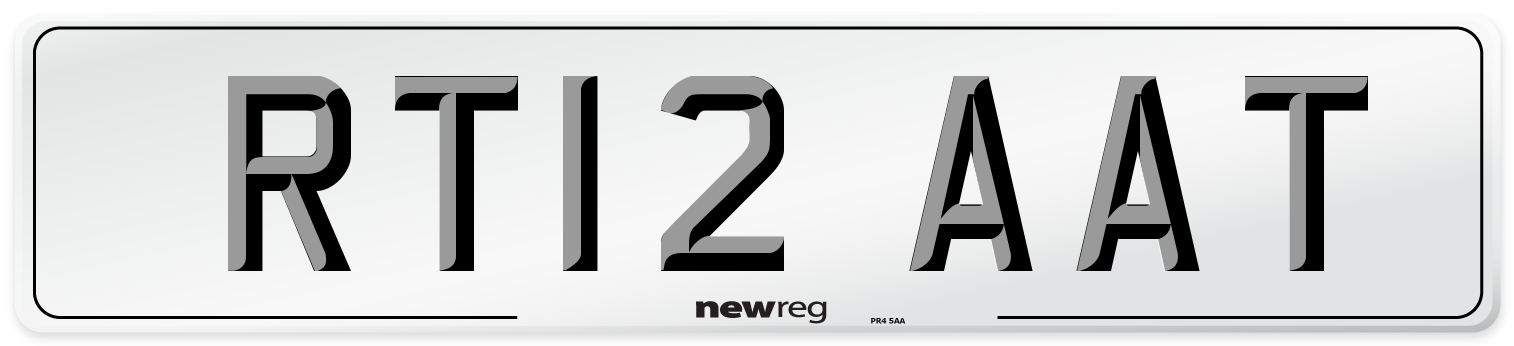 RT12 AAT Number Plate from New Reg